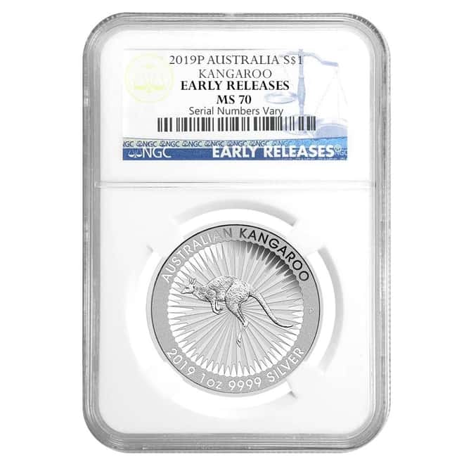 2019 1 oz Australian Silver Kangaroo Perth Mint NGC MS 70 Early Releases