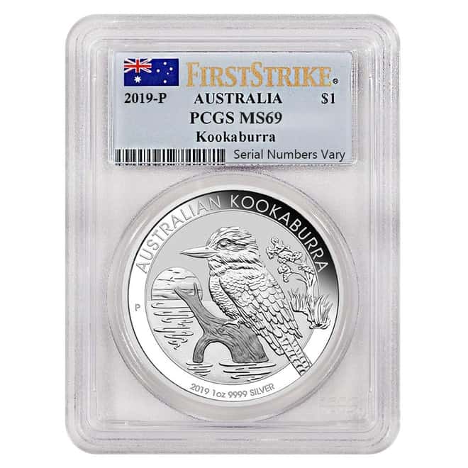 2019 1 oz Silver Australian Kookaburra Perth Mint PCGS MS 69 First Strike 