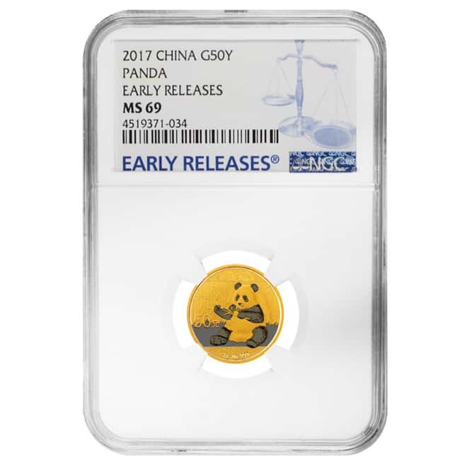 2017 3 gram Chinese Gold Panda 50 Yuan NGC MS 69 Early Releases