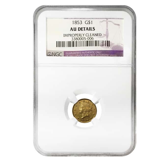 1853 $1 Liberty Head Gold Coin NGC AU Details