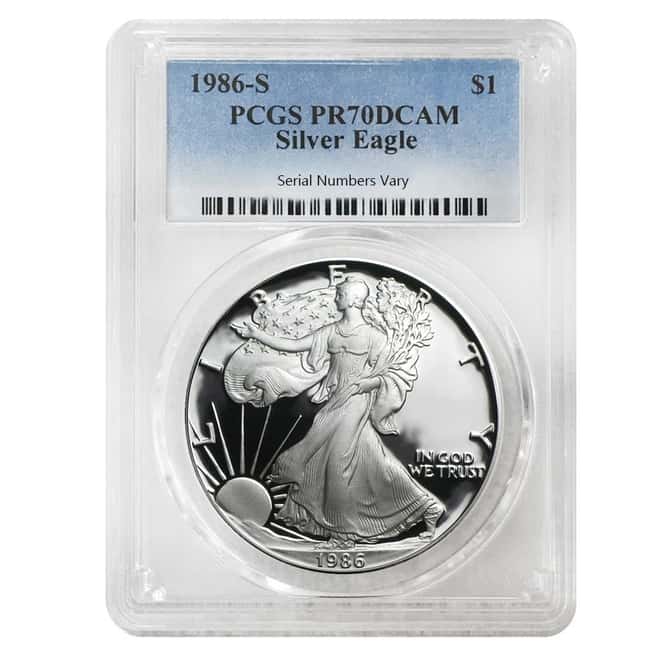 1986-S 1 oz Proof Silver American Eagle PCGS PF 70 DCAM