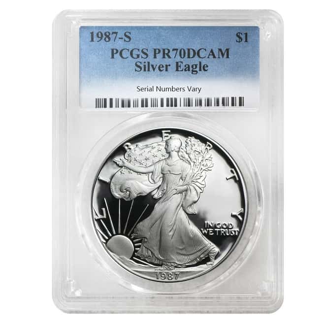 1987-S 1 oz Proof Silver American Eagle PCGS PF 70 DCAM