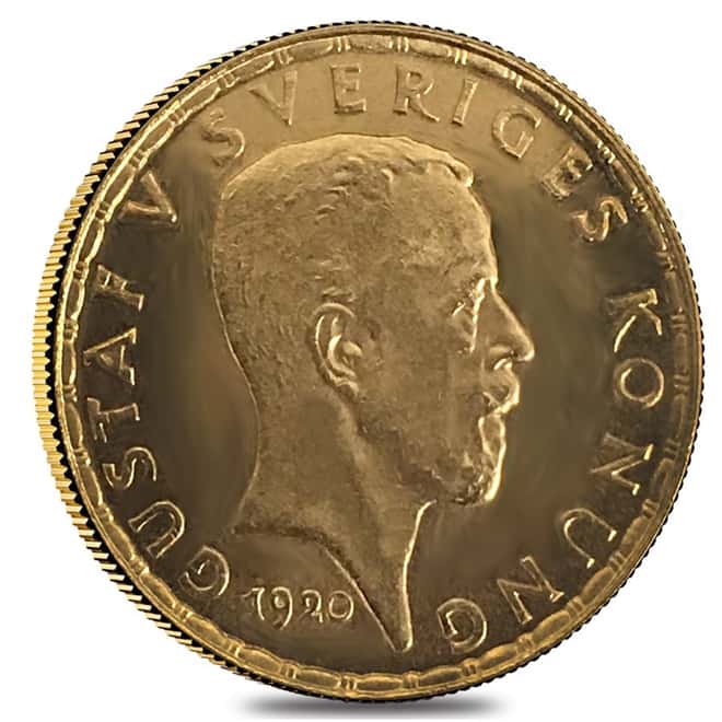 1920 Sweden 5 Kronor King Gustaf V Gold Coin AGW .0648 oz BU