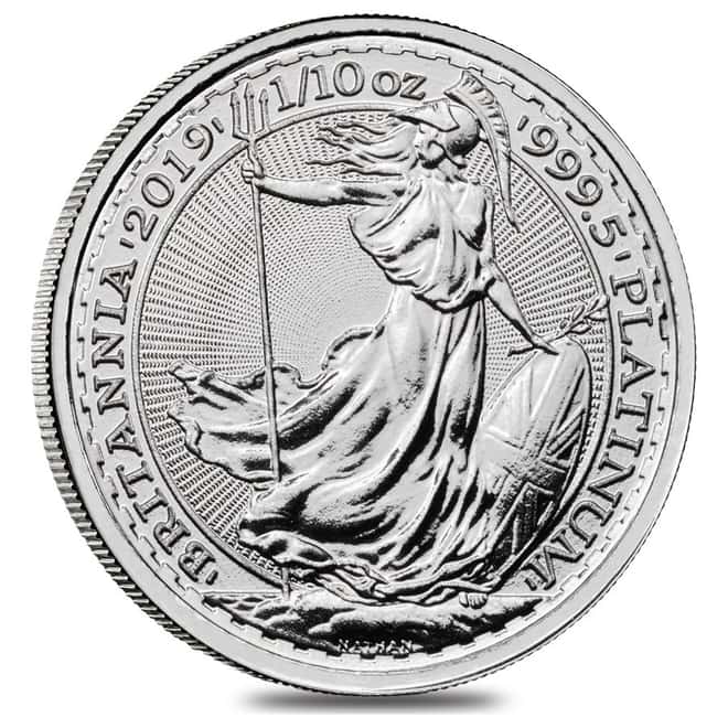 Roll of 25 - 2019 Great Britain 1/10 oz Platinum Britannia Coin .9995 Fine BU (Lot,Tube of 25)