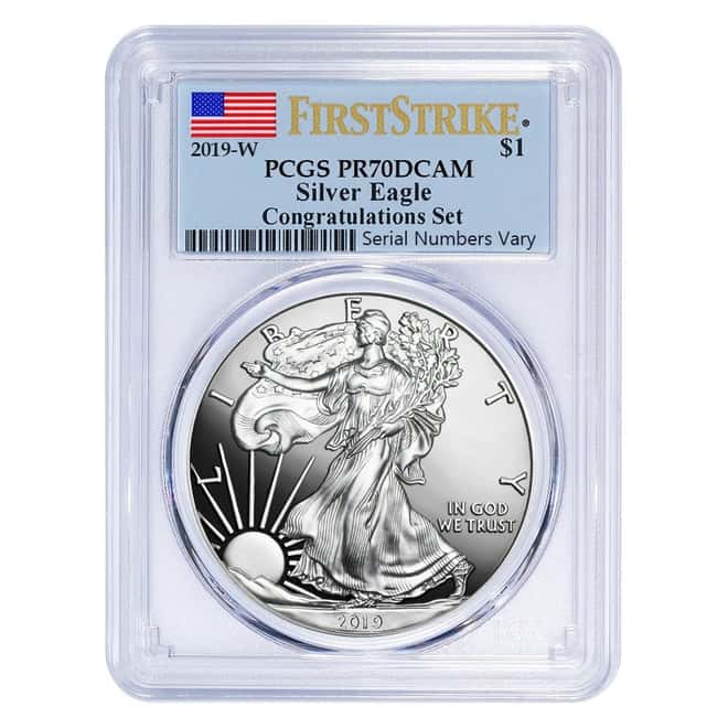 2019-W 1 oz Proof Silver American Eagle Congratulations Set PCGS PF 70 DCAM First Strike