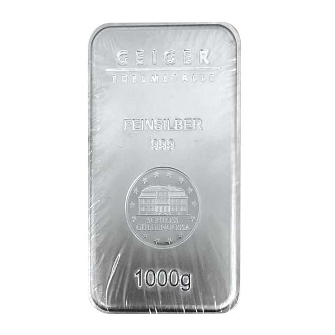 1 Kilo Geiger Security Line Silver Bar .999 Fine (Sealed)