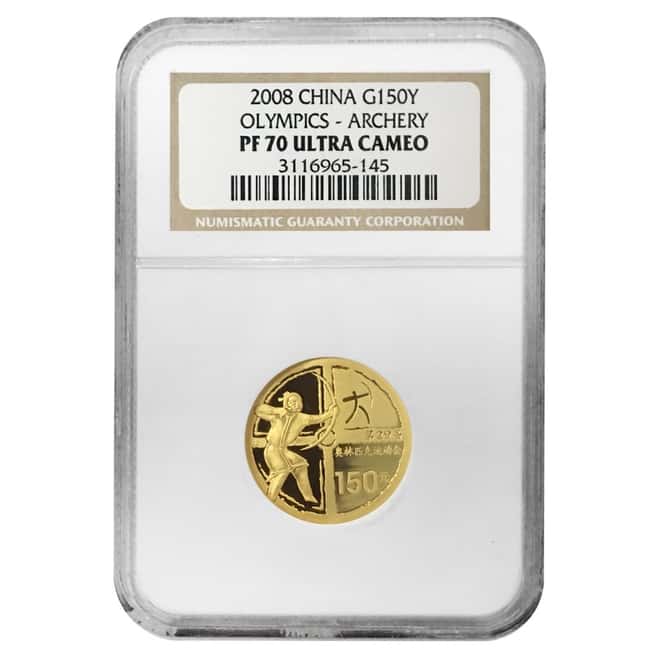 2008 1/3 oz Chinese Beijing Olympics Archery Proof Gold Coin NGC PF 70 UCAM