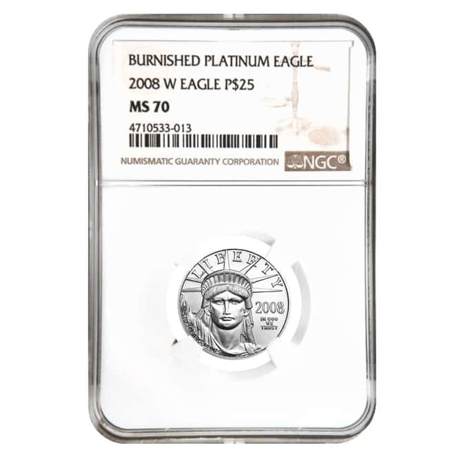 2008 W 1/4 oz $25 Burnished Platinum American Eagle NGC MS 70