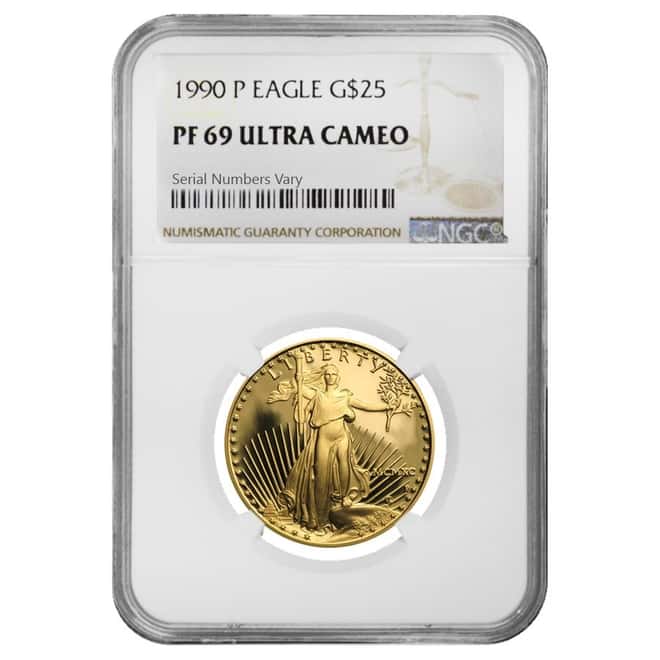 1990 P 1/2 oz $25 Proof Gold American Eagle NGC PF 69 UCAM
