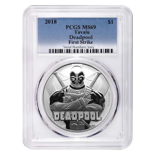 2018 1 oz Tuvalu Deadpool Marvel Series Silver PCGS MS 69 FS