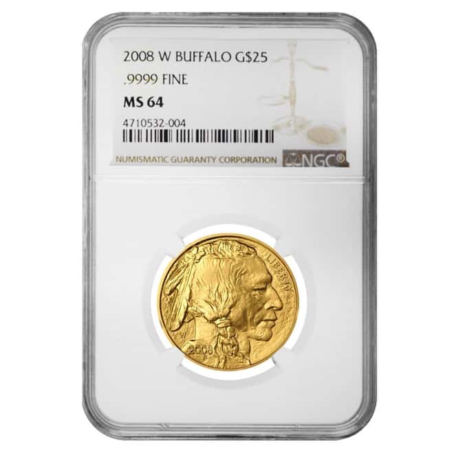 2008 W 1/2 oz $25 Burnished Gold American Buffalo Coin NGC MS 64