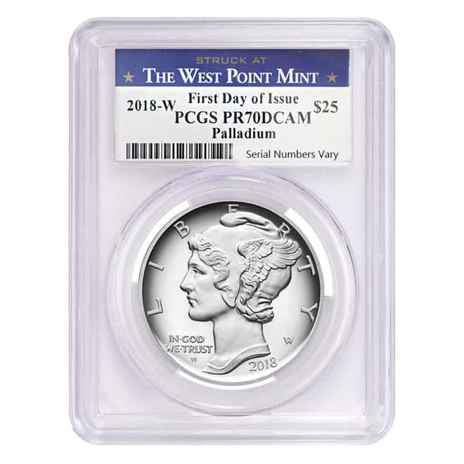 2018-W 1 oz Proof Palladium American Eagle PCGS PF 70 FDOI (WP Label)