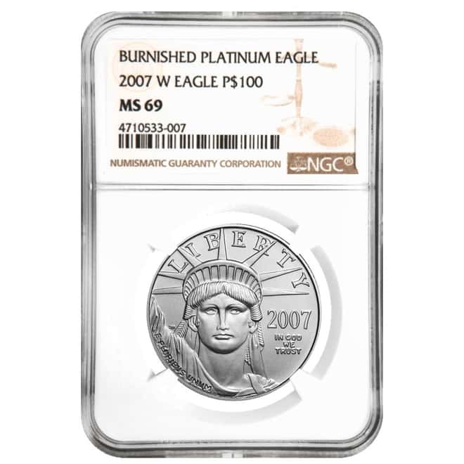2007 W 1 oz $100 Burnished Platinum American Eagle Coin NGC MS 69