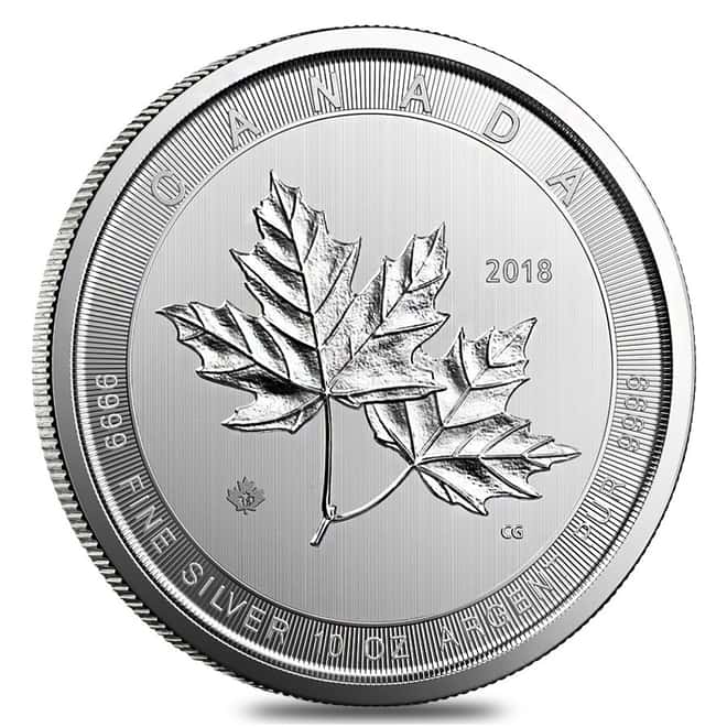 2018 10 oz Canadian Magnificent Silver Maple Leaf .9999 Fine $50 Coin BU (In Cap)