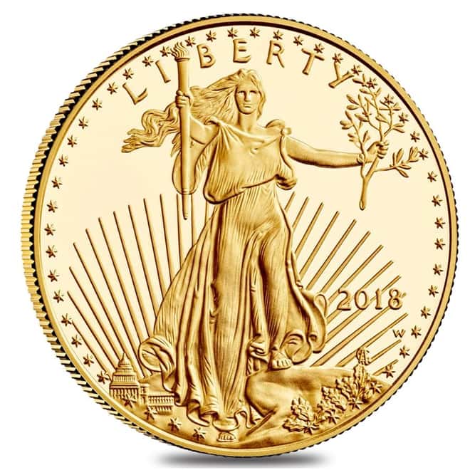 2018-W 1/10 oz $5 Proof Gold American Eagle (w/Box & COA)