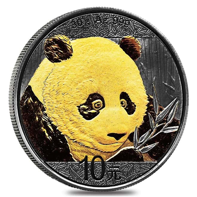 2018 30 gram Chinese Silver Panda 10 Yuan .999 Fine Black Ruthenium 24K Gold Edition (w/Box & COA)