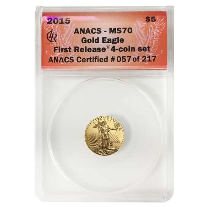 2015 1/10 oz $5 Gold American Eagle ANACS MS 70 First Release