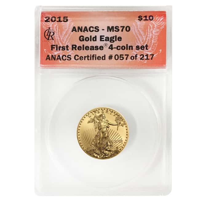 2015 1/4 oz $10 Gold American Eagle ANACS MS 70 First Release