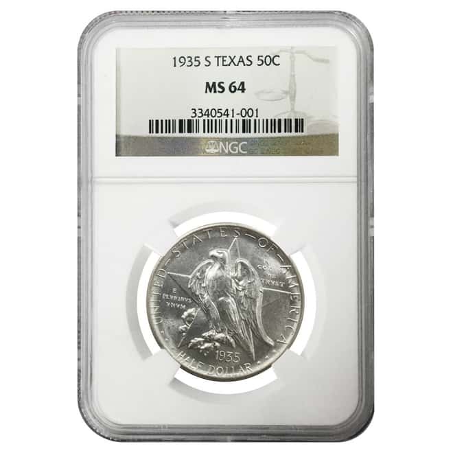 1935-S Texas Half Dollar 90% Silver Commem NGC MS 64