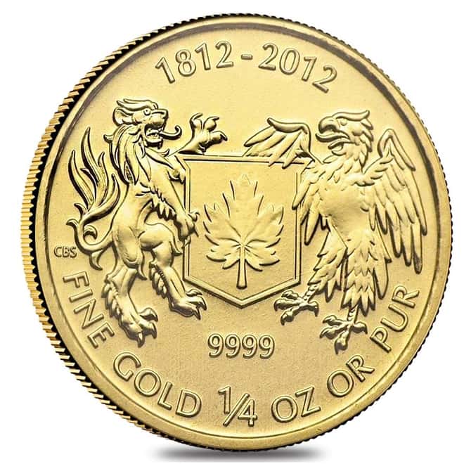 2012 Canada 1/4 oz $10 War of 1812 Gold Coin .9999 Fine BU/Proof