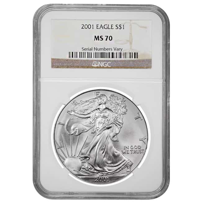 2001 1 oz Silver American Eagle $1 Coin NGC MS 70