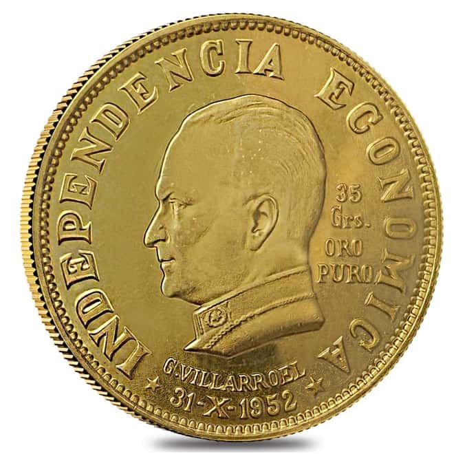 1952 Bolivia 35 Gramos Revolution Gold Medal Avg Circ