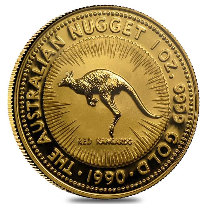 1990 1 oz Australian Gold Nugget Perth Mint Coin .9999 Fine BU
