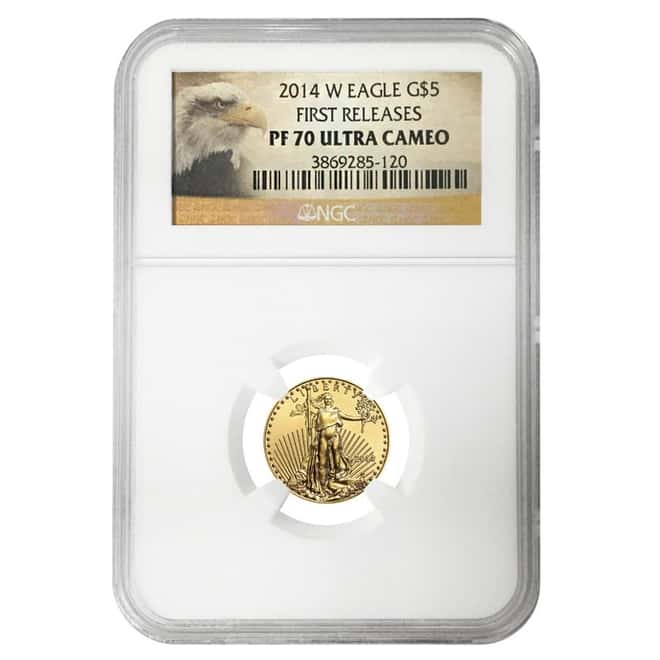 2014 W 1/10 oz $5 Proof Gold American Eagle NGC PF 70 UCAM First Releases