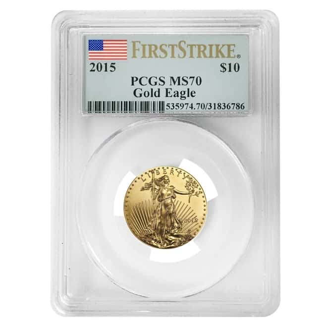 2015 1/4 oz $10 Gold American Eagle PCGS MS 70 First Strike