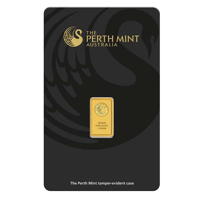 1 gram Perth Mint Gold Bar .9999 Fine (In Assay)