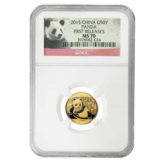 2015 1/10 oz Chinese Gold Panda 50 Yuan NGC MS 70 First Releases