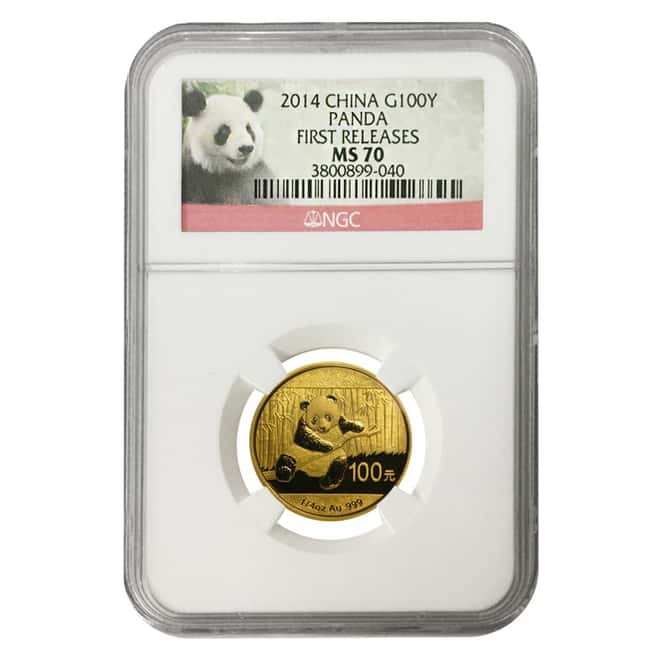 2014 1/4 oz Chinese Gold Panda 100 Yuan NGC MS 70 First Releases