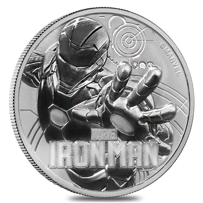 2018 1 oz Tuvalu Ironman Marvel Series Silver Coin .9999 Fine Silver BU In Cap