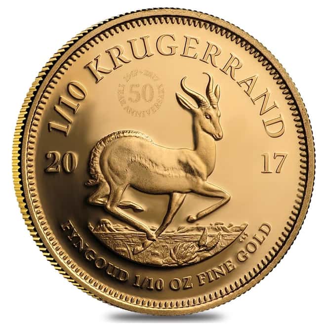 2017 South Africa 1/10 oz Proof Gold Krugerrand (50th Annv. Privy)