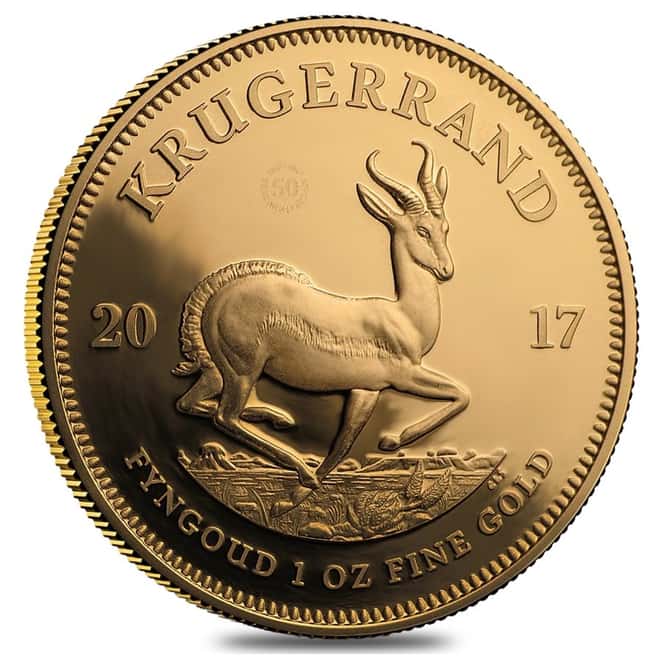 2017 South Africa 1 oz Proof Gold Krugerrand (50th Annv. Privy)