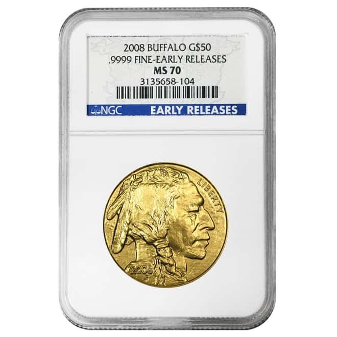 2008 1 oz $50 Gold American Buffalo NGC MS 70 Early Releases