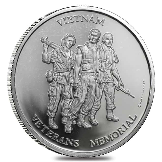 1/2 oz Platinum Vietnam Veterans Memorial Round .9995 Fine (Scruffy)