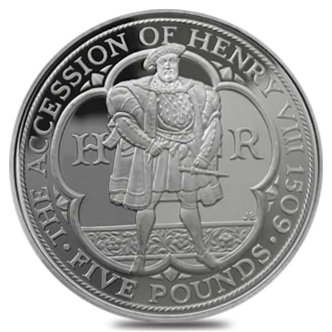 2009 3 oz Platinum King Henry VIII Accession Five Pound Proof Coin (Scruffy)