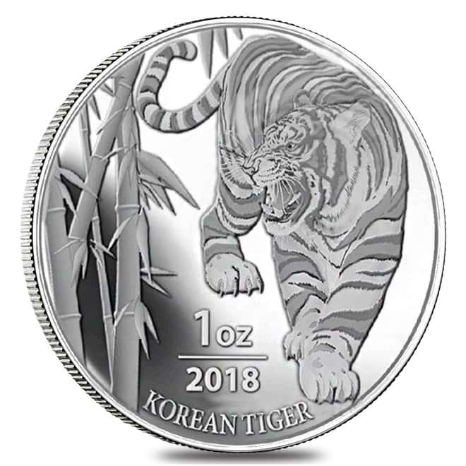 2018 1 oz South Korea Silver Tiger Medal BU