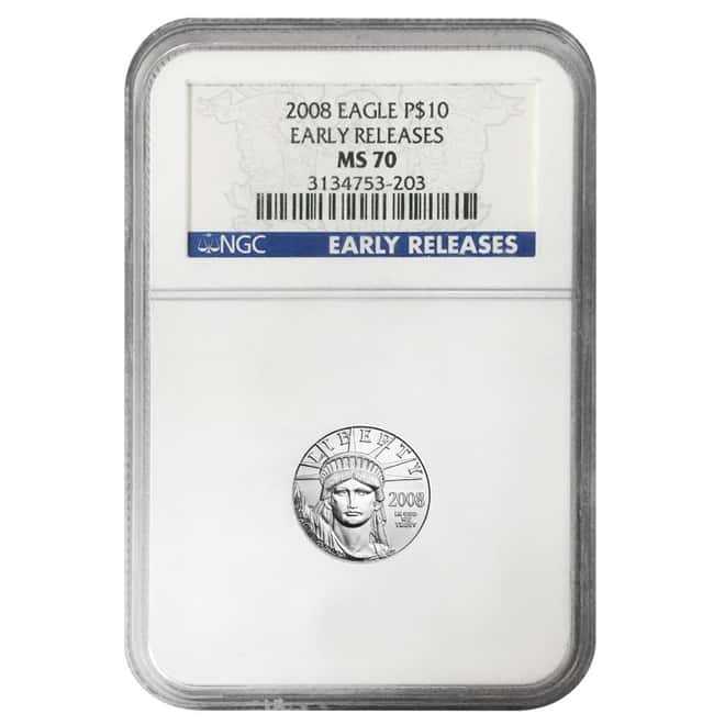 2008 1/10 oz $10 Platinum American Eagle NGC MS 70 Early Releases