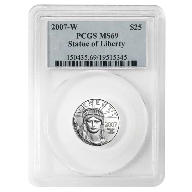 2007 W 1/4 oz $25 Burnished Platinum American Eagle PCGS MS 69