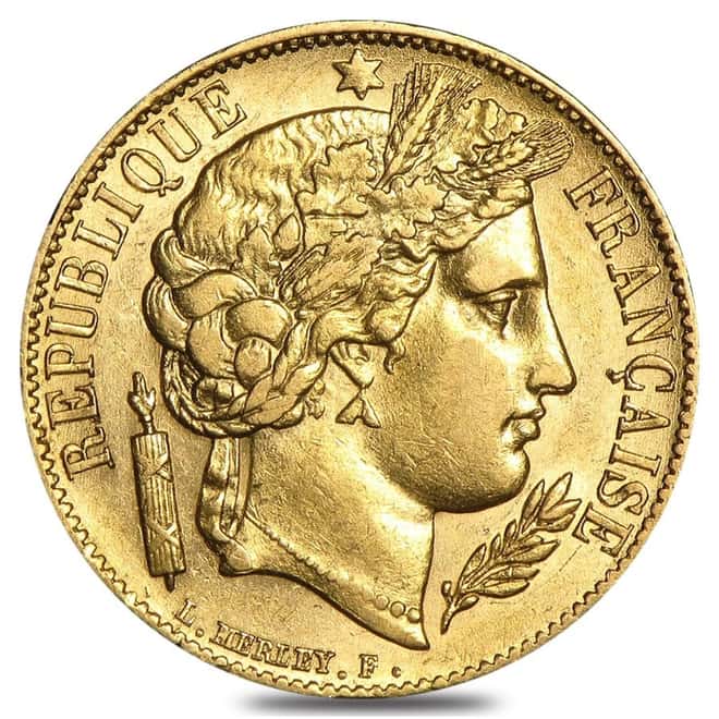 France Gold 20 Francs Early Head Ceres Avg Circ AGW .1867 (Random Year,1849-1851)