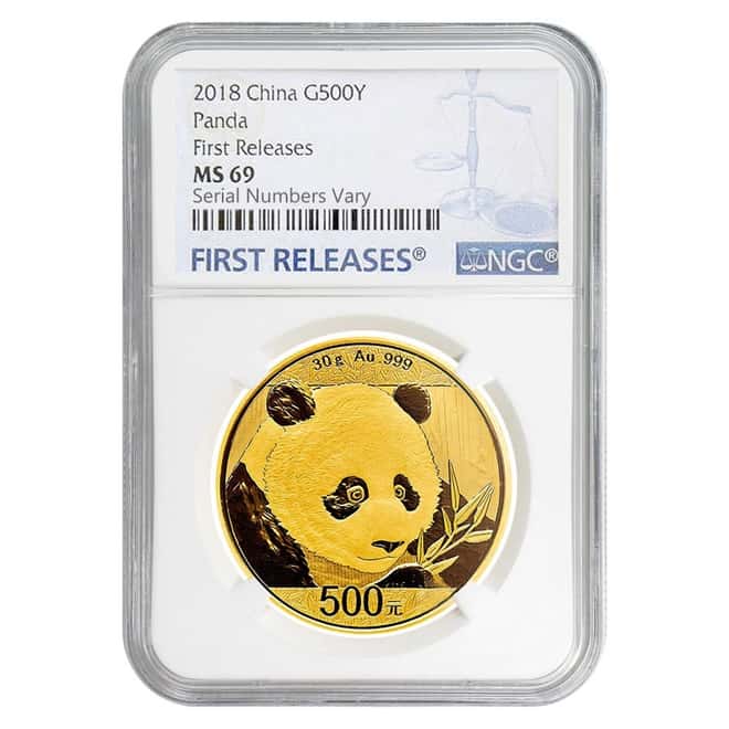 2018 30 Gram Chinese Gold Panda 500 Yuan NGC MS 69 Early Releases 