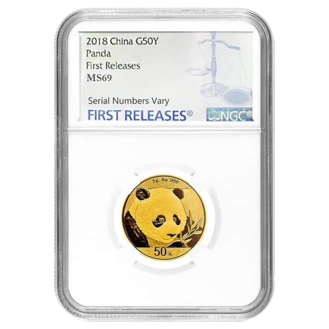 2018 3 Gram Chinese Gold Panda 50 Yuan NGC MS 69 Early Releases 
