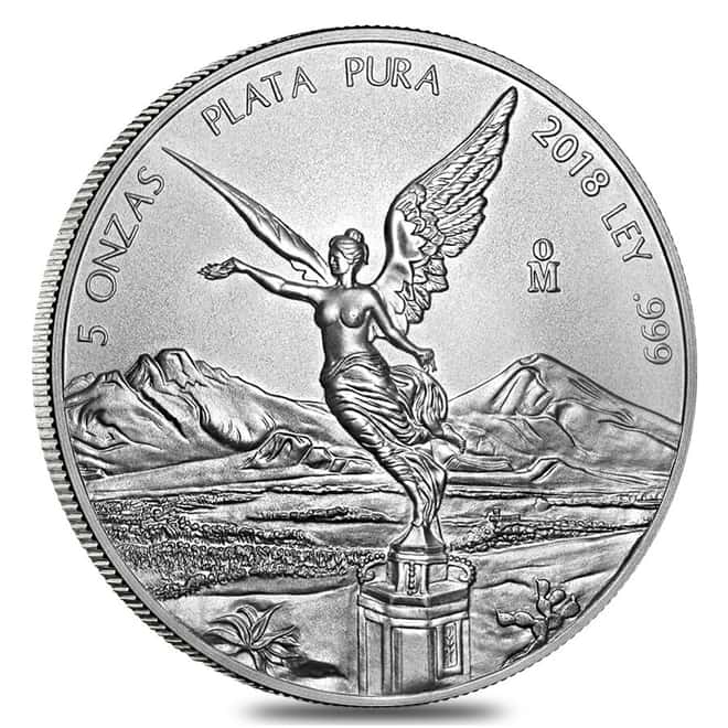 2018 5 oz Mexican Silver Libertad Coin .999 Fine BU
