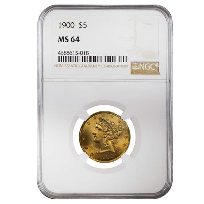 1900 $5 Liberty Head Gold Half Eagle Coin NGC MS 64