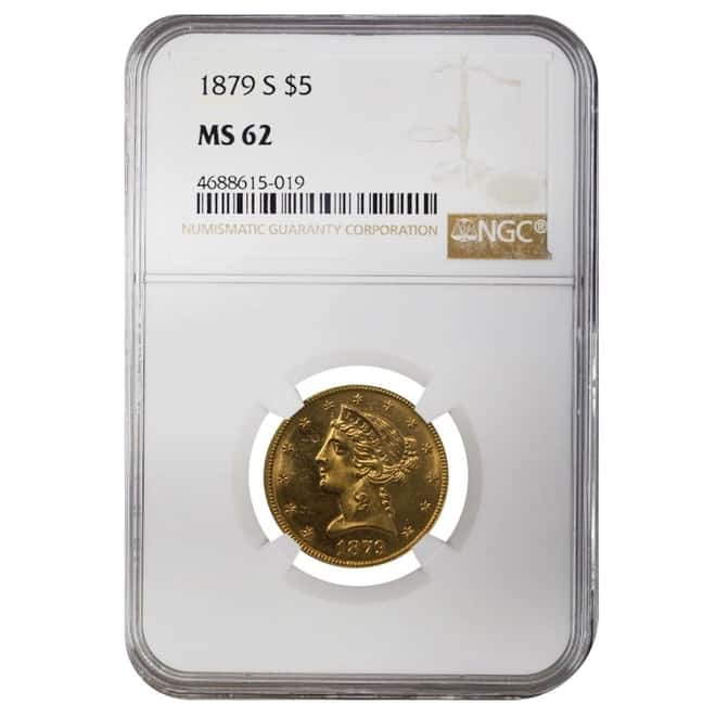 1879 S $5 Liberty Head Gold Half Eagle Coin NGC MS 62