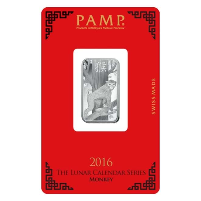 10 gram PAMP Suisse Year of the Monkey Silver Bar (In Assay)