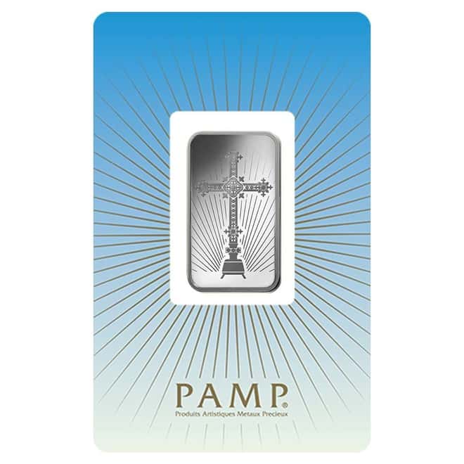 10 gram PAMP Suisse Silver Bar - Romanesque Cross (in Assay) 