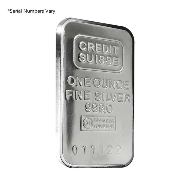 1 oz Credit Suisse Silver Bar .999 Fine (Secondary Market,Sealed)